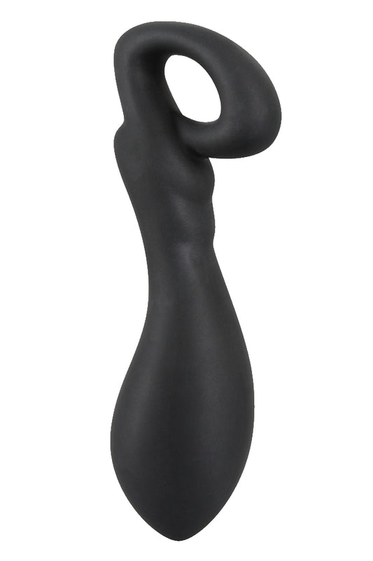 Analplug mit zwei Reizrillen und bequemen Rückholring für einfache Handhabung.