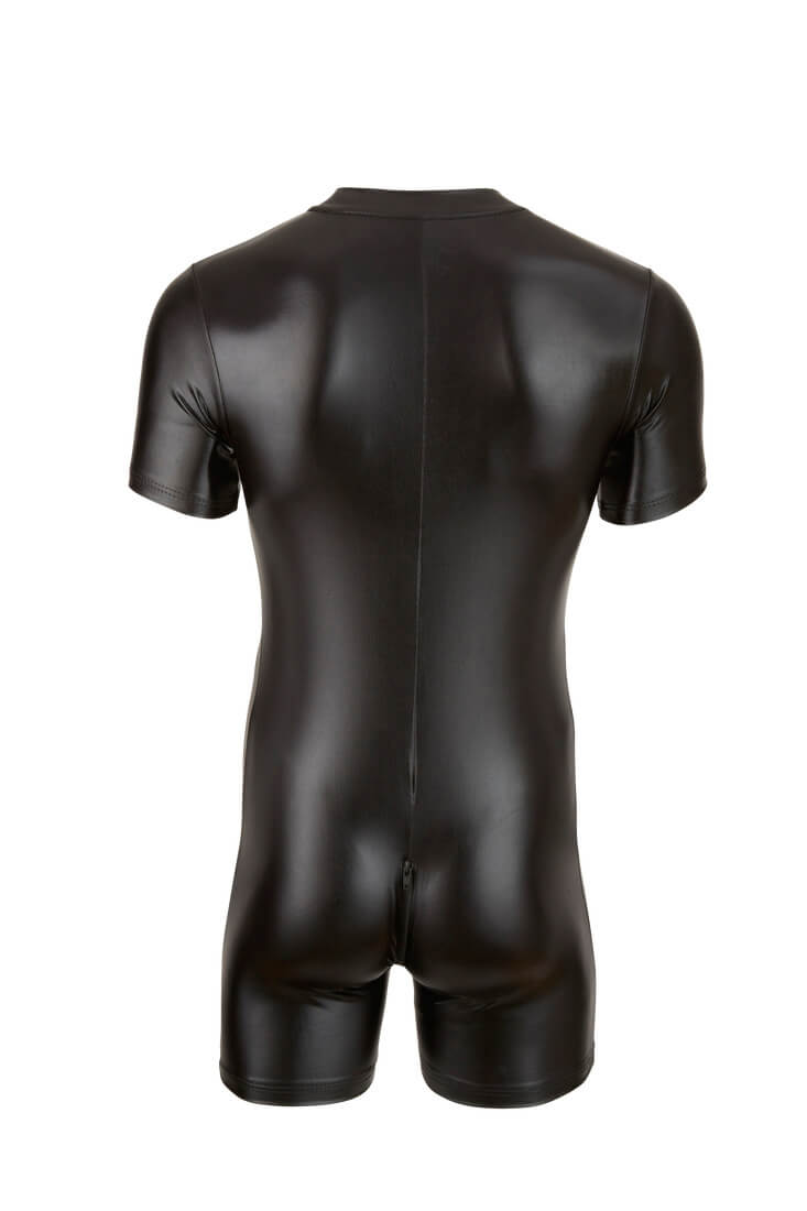 Svenjoyment Wetlook-Overall in Schwarz – Reizwäsche für stilbewusste Männer.