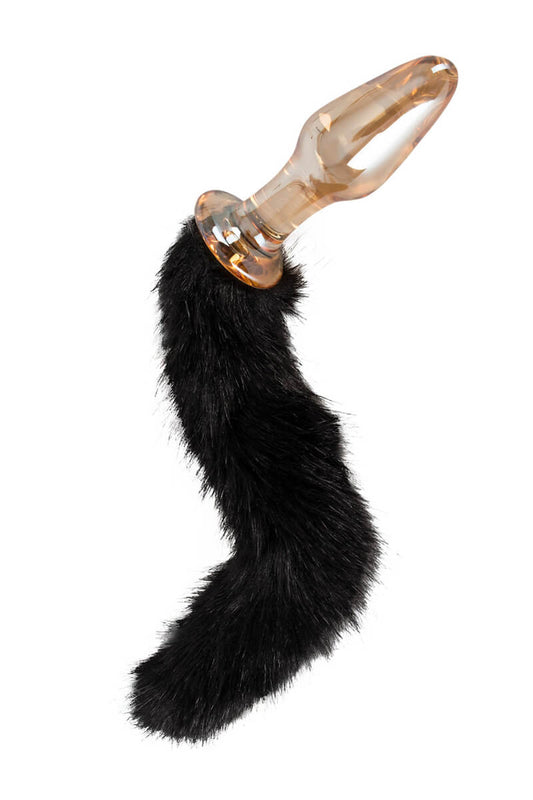 Glas Analplug mit Kunstfell-Schweif