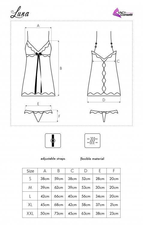 Negligee Set Luna in Rosa oder Rot