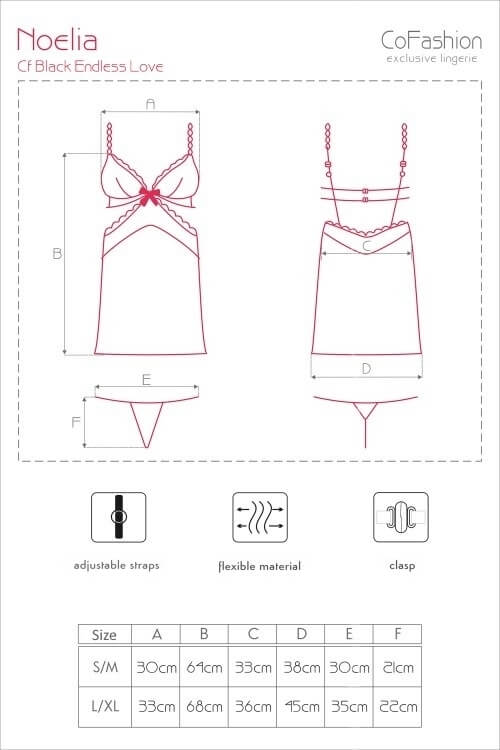 Negligee Set Noelia in Schwarz