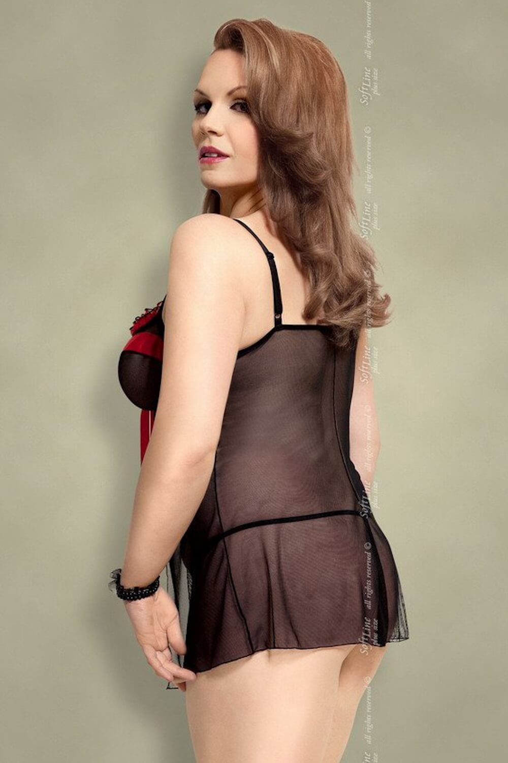 Sexy Babydoll ‚NADINE‘ in Schwarz, erhältlich in molligen Größen von S bis XXL.