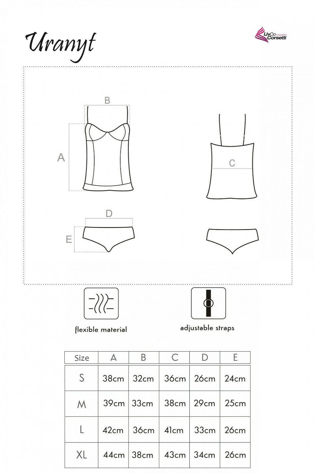 LivCo Uranyt Damen Pyjama Set Sommer Top Slip Glänzend