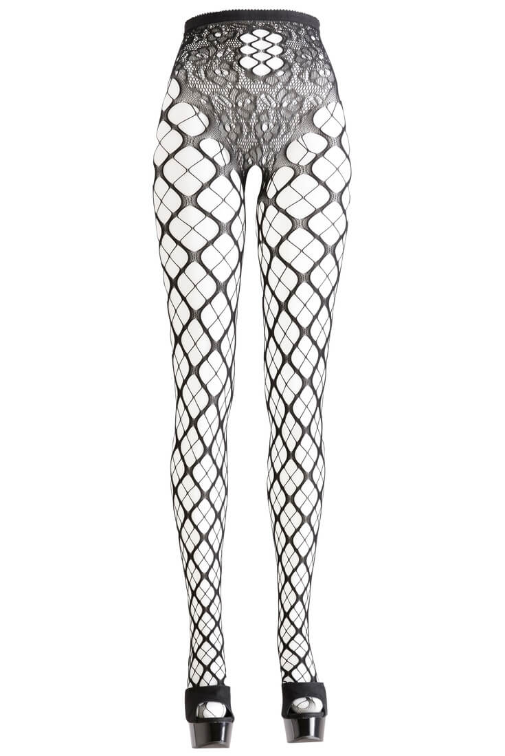 Netz Ouvert-Strumpfhose in Schwarz