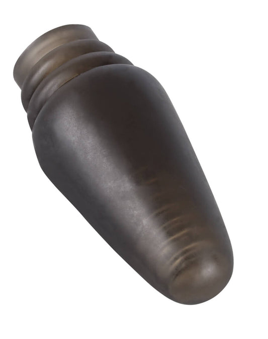 Rauchschwarzer Analplug mit geriffelter Oberfläche und hohlem Inneren, Länge ca. 13 cm, ideal für abwechslungsreiche erotische Anwendungen.