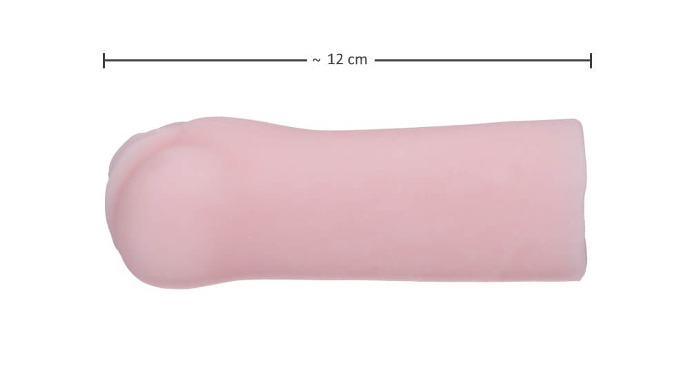 Mini-Masturbator in Hautfarbe, ca. 12 cm lang und flexibel im Durchmesser.