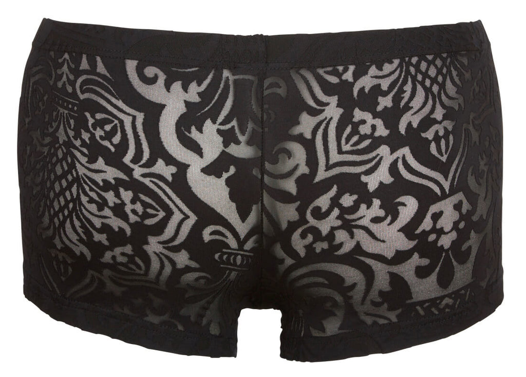 Elastische transparente Herren-Shorts mit Ornamenten Hollow-Man Rückansicht