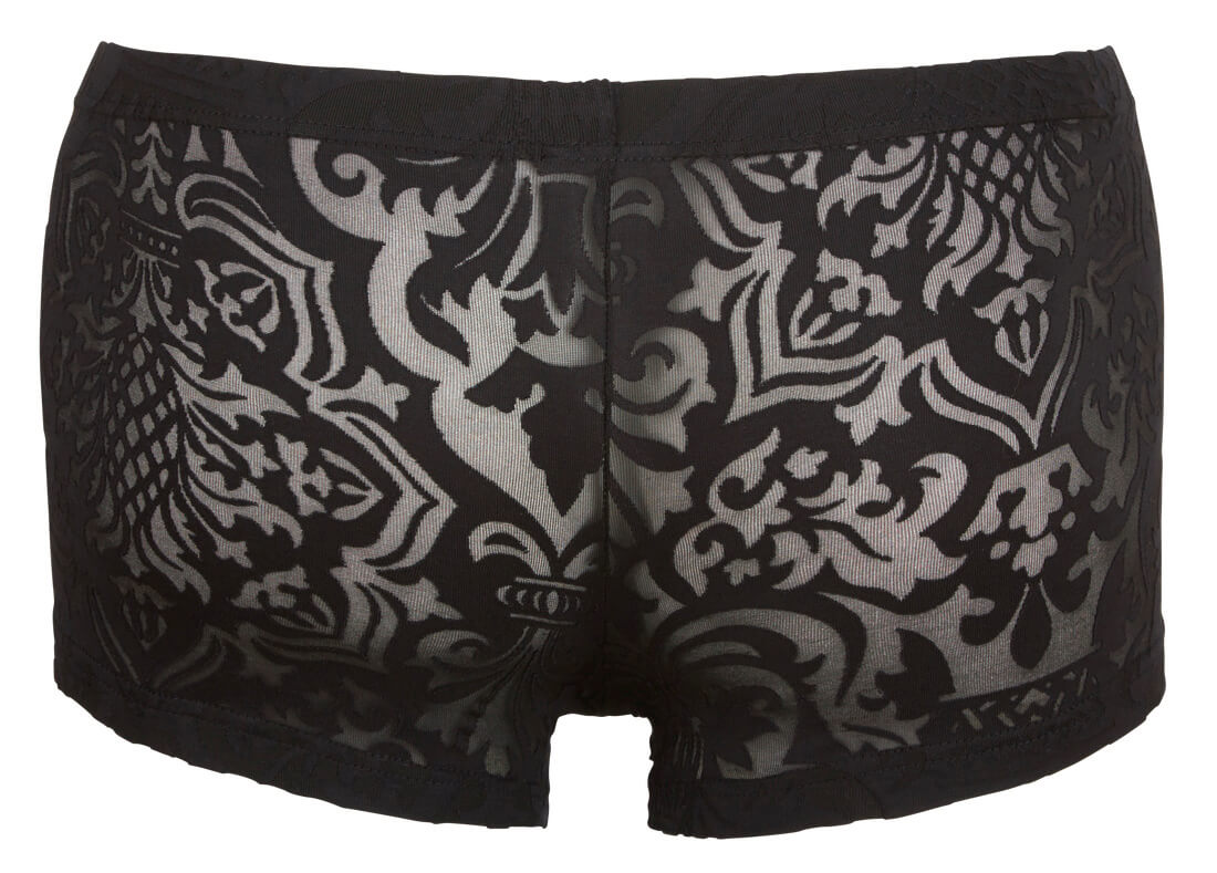 Elastische transparente Herren-Shorts mit Ornamenten Hollow-Man Rückansicht