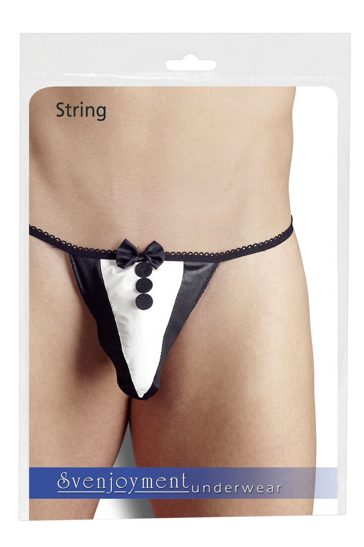 Herren String 'Waiter' in Schwarz / Weiß