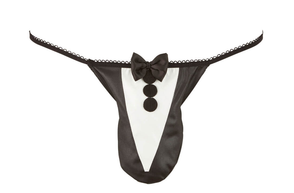 Herren String 'Waiter' in Schwarz / Weiß