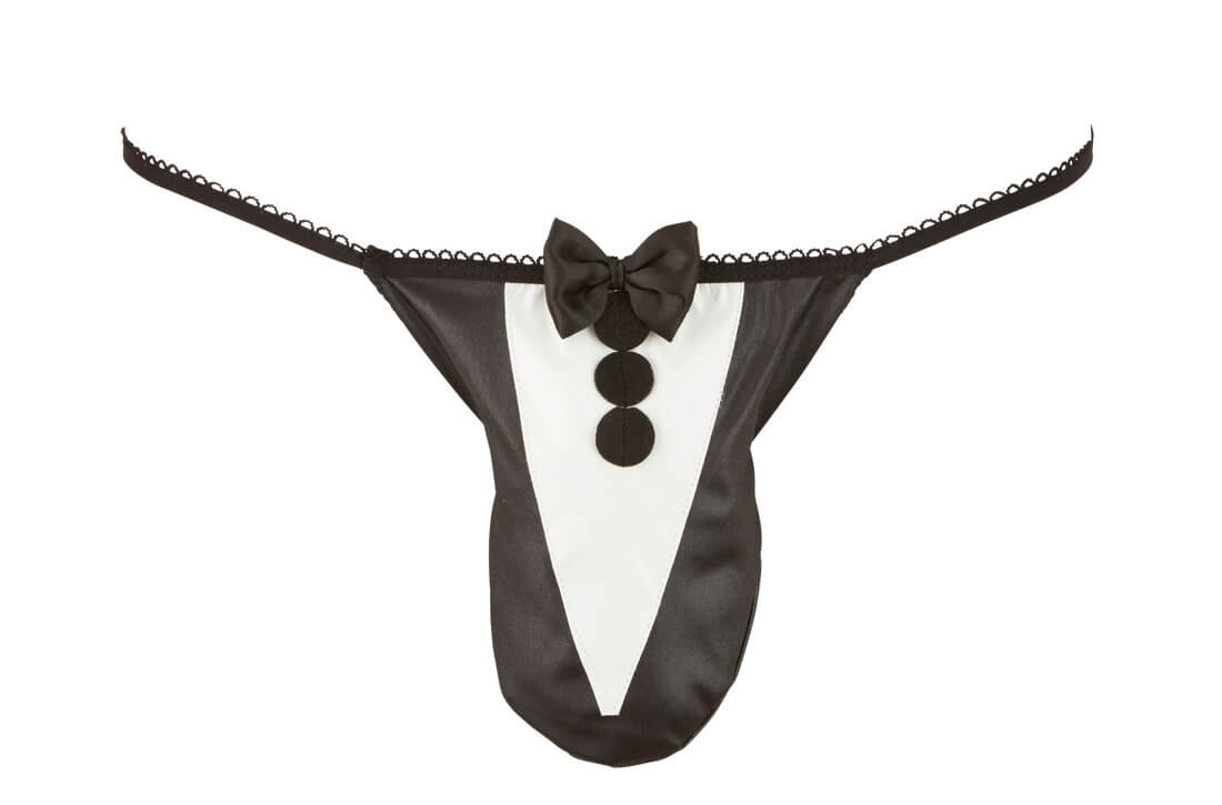 Herren String 'Waiter' in Schwarz / Weiß