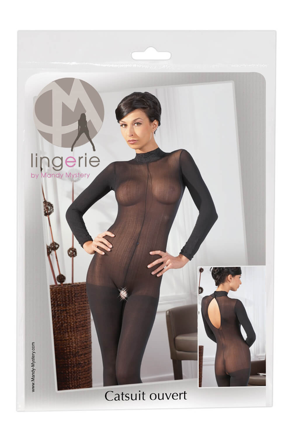 Langärmliger Ouvert Catsuit "230049" in Schwarz