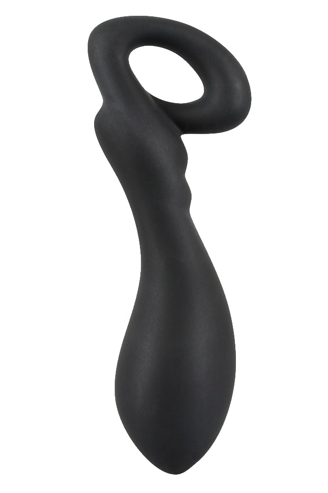 Analplug aus samtweichem Silikon mit PU-Oberfläche, Gesamtlänge ca. 11 cm.
