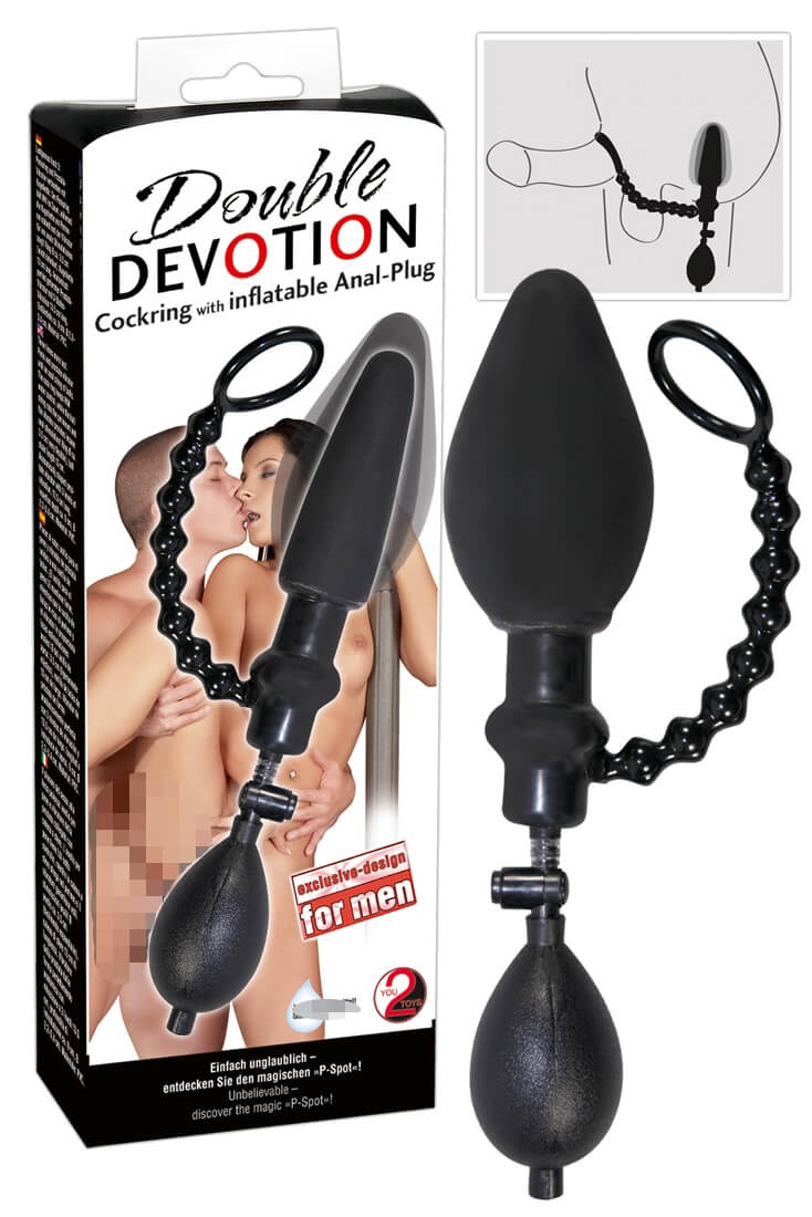'DOUBLE DEVOTION' Cockring – Aufblasbarer Anal-Plug und Penisring für gezielte Stimulation und individuelles Vergnügen.