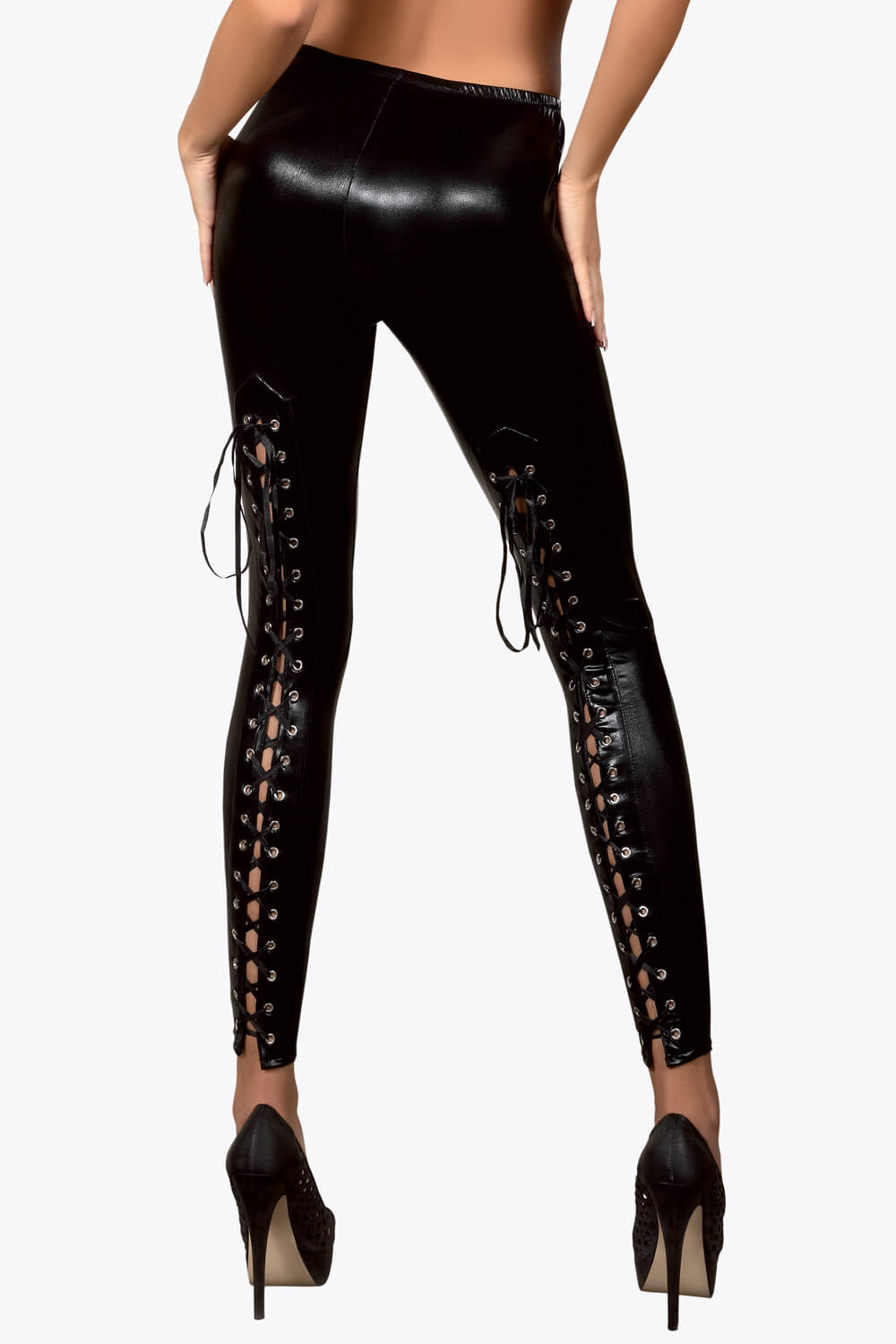 Wetlook Leggings Daiva in Schwarz