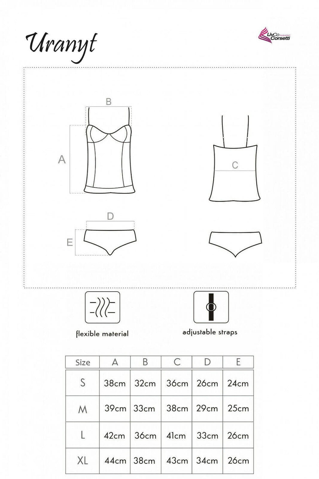 LivCo Uranyt Damen Pyjama Set Sommer Top Slip Glänzend