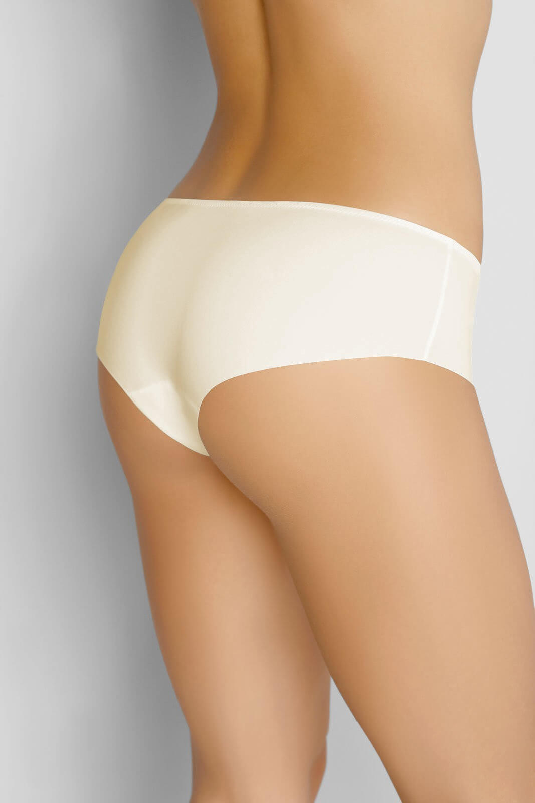 Panty „Vestiva“ mit Laser-Cut, offenem Saum und elastischem Bund in Ecru.