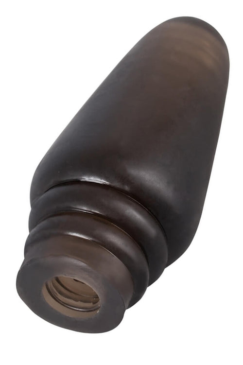 Geriffelter Analplug in Rauchschwarz mit innen hohlem Kern, ca. 13 cm lang, vielseitig einsetzbar als Lustfinger oder Masturbator.