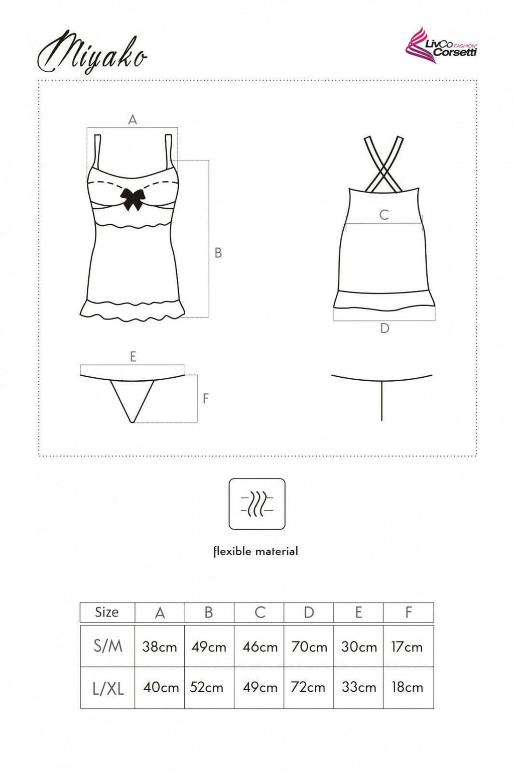 Babydoll Miyako in Schwarz / Rosa
