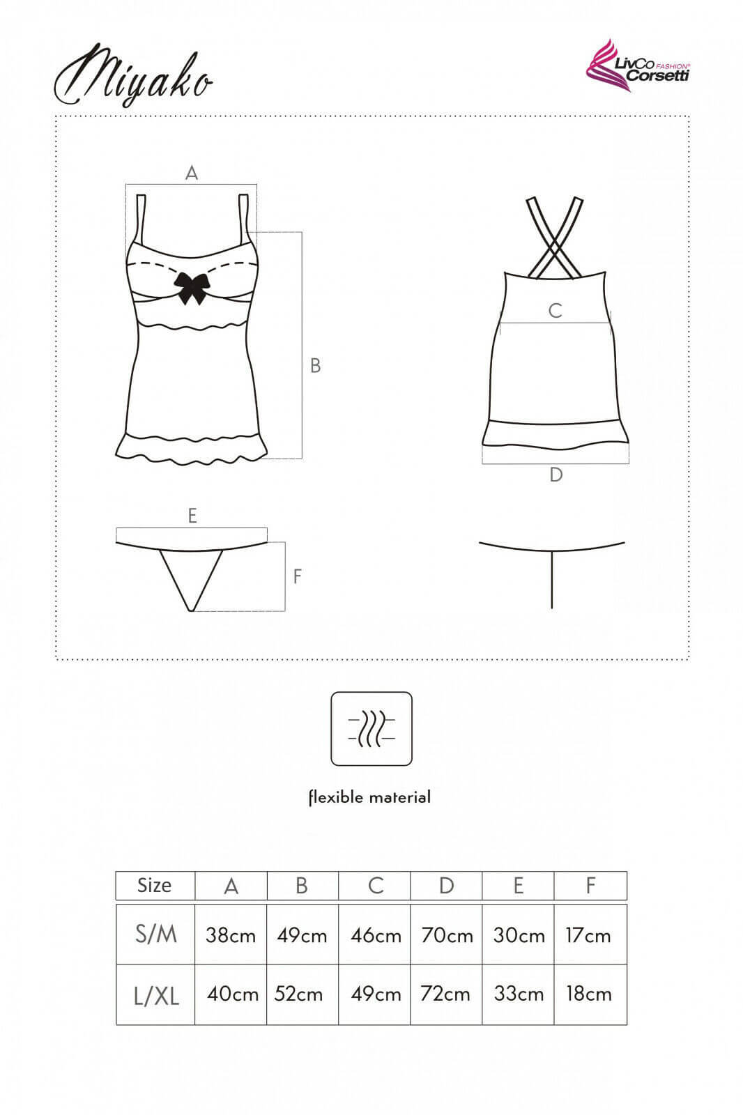 Babydoll Miyako in Schwarz / Rosa