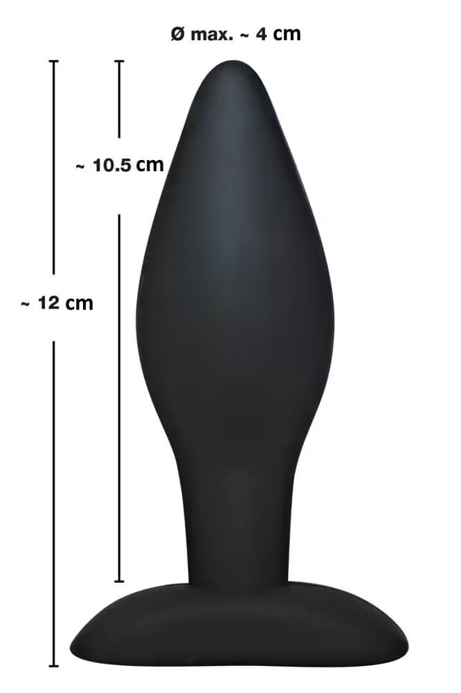 Großer „Black Velvets“ Analplug mit 12 cm Länge, glatter Oberfläche und stabilem Fuß.
